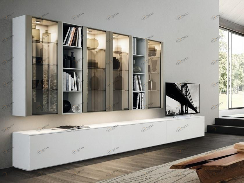 Composit Настенный шкаф из лакированной древесины в современном стиле со встроенным освещением. Day system sun-id-1434829