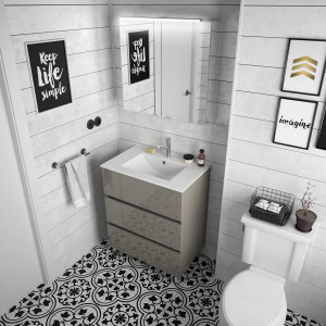 26561 SALGAR Мебель для умывальника FUSSION LINE 700 3 ящика GLOSS TAUPE 697 x 868 x 450 мм Глянцево-серо-коричневый