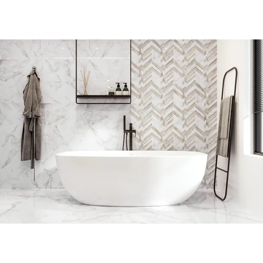 Плитка настенная Marmo Bianco Chevron 30х60 см 1.44 м² цвет белый 82794799 STLM-2114857 Golden Tile - Вид №4