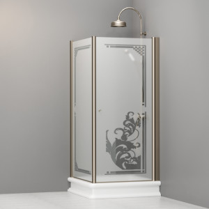 9147P3 Душевая кабина SX с распашной дверью и фиксированной боковой частью для душевого поддона 90x90 квадрат, цвет Бронзовый Kerasan RETRO Италия