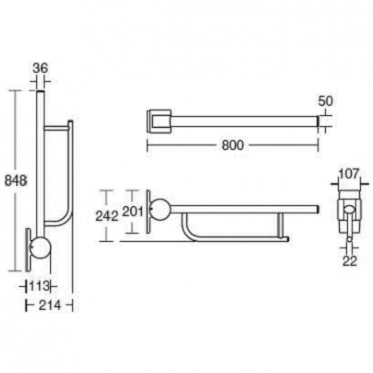 S636036 Складной поручень 80 см Ideal Standard CONTOUR - Вид №2