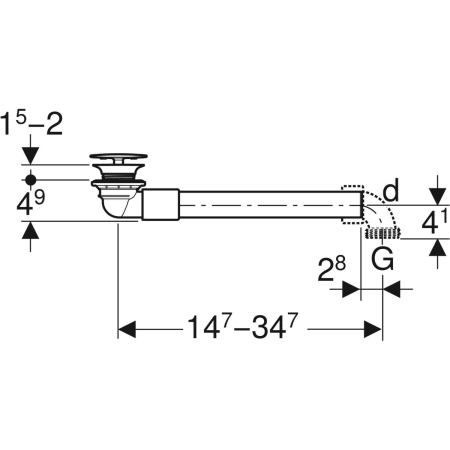 152.081.21.1 Geberit Ablaufventil Raumsparmodell, schmale Ausführung, mit freiem Auslauf und Ventilabdeckung Geberit  - Вид №2