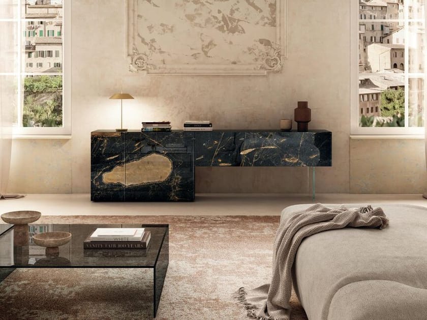 Секционный шкаф из дерева и стекла Lago 36e8 ARCH-00010609