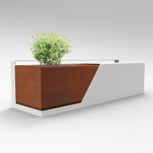 Стальная скамейка без спинки со встроенной плантатором