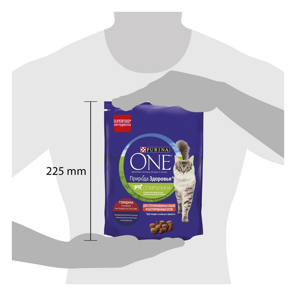ПР0059666 Корм для кошек Природа Здоровья для стерилизованных, говядина сух. 180г ONE  - Вид №5