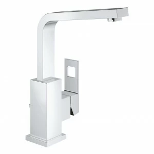 Смеситель для раковины GROHE Eurocube с донным клапаном и высоким изливом, хром (23135000)