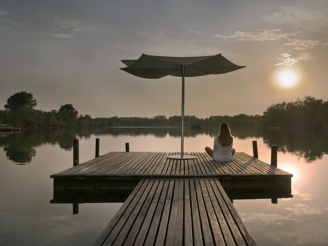 Круглый зонтик из технической ткани calma Om ARCH-00035838 - Вид №3