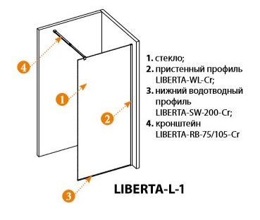 Душевая перегородка CEZARES LIBERTA-L-1-80-C-Cr  - Вид №3
