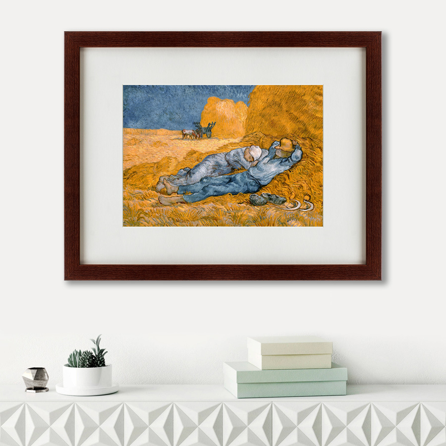 Картина в деревянной раме 47х60 см Noon, rest from work (Siesta), 1878 КАРТИНЫ В КВАРТИРУ  135531 Бежевый;белый;желтый;разноцветный  - Вид №1