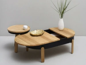 Woodendot Овальный журнальный столик из дуба со встроенным ящиком