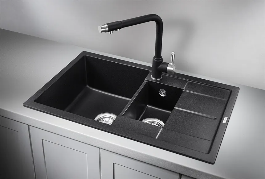 7802, ЧЁРНЫЙ, кухонная мойка, кварц GRANULA 7802-ST237