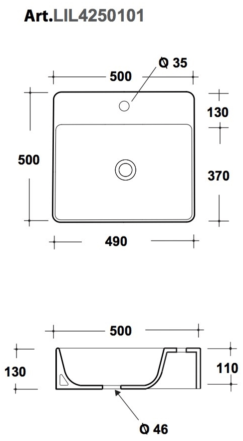 Lil4250101 Накладная раковина на столешницу  овальная Olympia Ceramica LAVABI D'ARREDO - Вид №2
