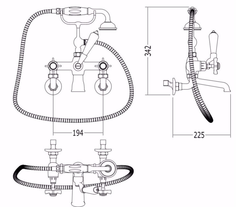Devon&Devon Настенный смеситель для ванны с ручным душем Coventry sun-id-1418228 - Вид №1