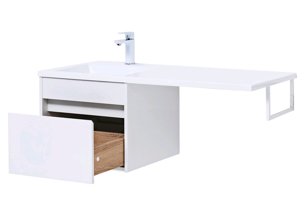 Тумба с раковиной Aquanet Токио 110 L белый (подвесная, 1 ящик) 0023691500235497 - Вид №6