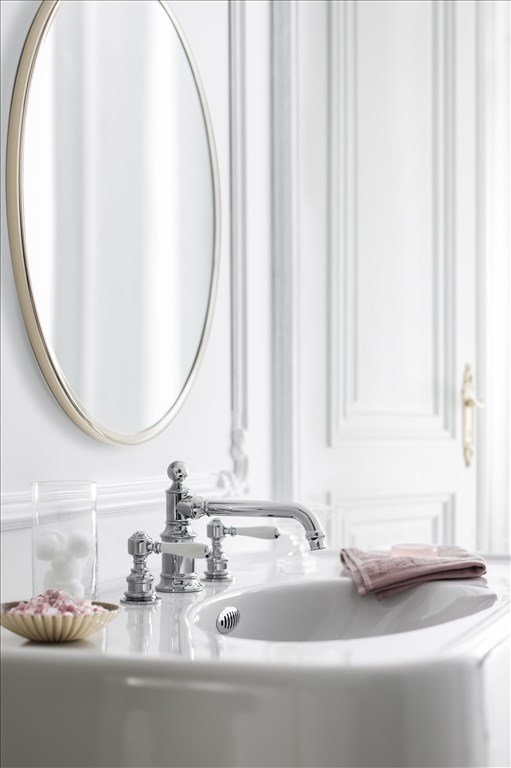 Смеситель для раковины, 3 отв, ручки - леверы белые, хром [ARC15 CHR + ARC65 CHR] Arcade Burlington ARC15 CHR, ARC65 CHR - Вид №6