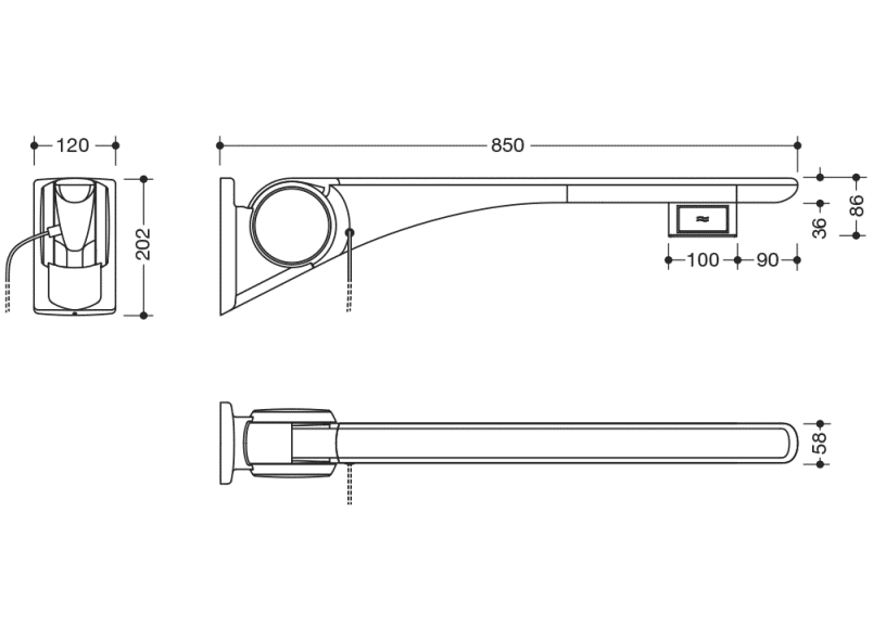 802.50.42360 Базовая складная опорная рейка HEWI Stützen  - Вид №4