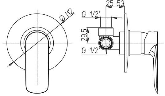 Paini Nove 09CR690 смеситель встраиваемый для душа  - Вид №1