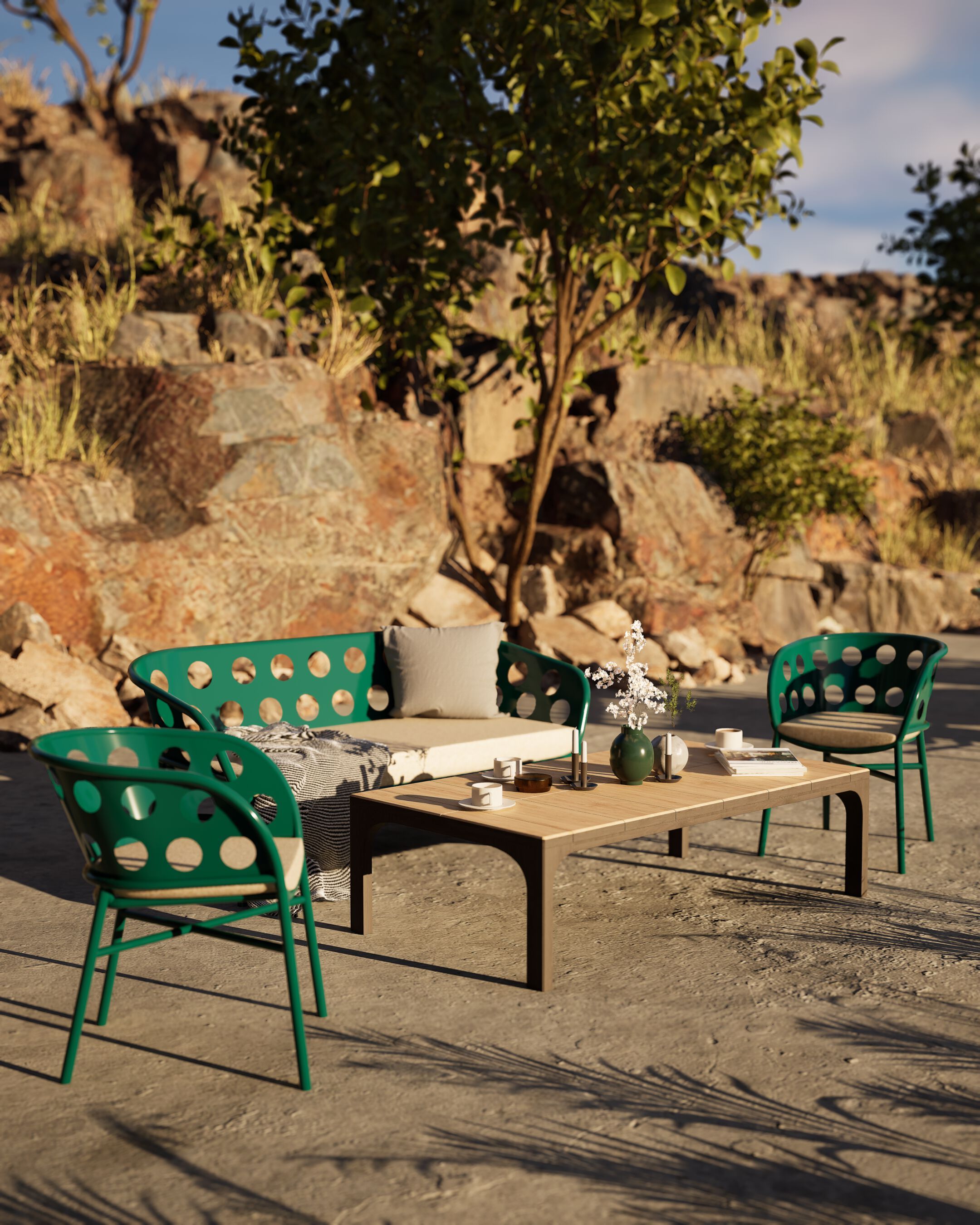 2-местный алюминиевый садовый диван с порошковым покрытием и тканью DRIGANI Bubble ARCH-00042860 - Вид №1