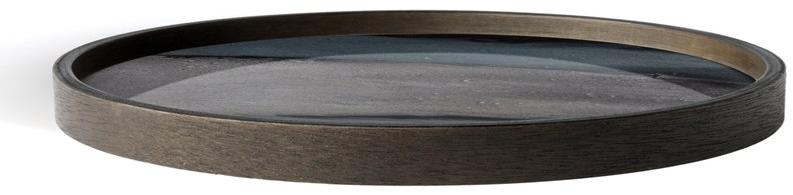 Ethnicraft Круглый поднос из дерева и стекла Linear flow 20924 - Вид №1