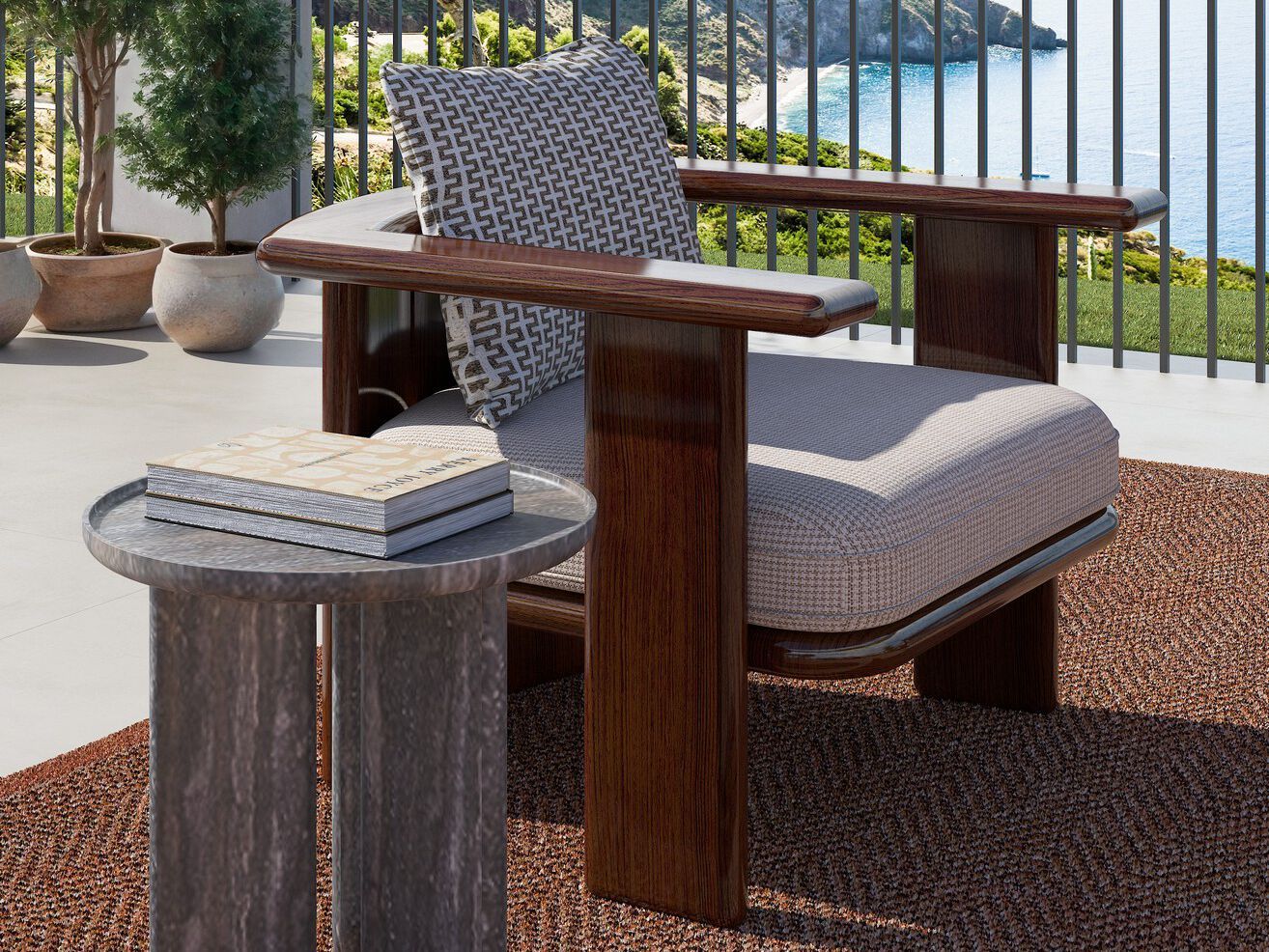 Деревянное кресло с подлокотниками CPRN HOMOOD Shapes 2025 ARCH-00103384 - Вид №2