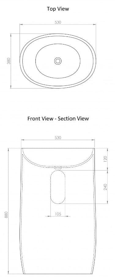 Овальная отдельно стоящая раковина из смолы с переливом LUSSO Cocoon ARCH-00063400 - Вид №8