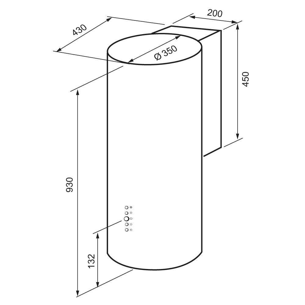 9014700 Вытяжка пристенная KRONA TINA 350 METALLIC 3P серебристый STDN-0063866 - Вид №15