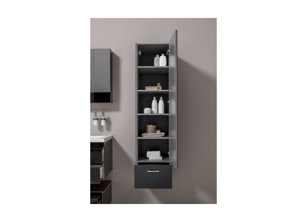 Шкаф-пенал для ванной Aquanet Верона 40 черный (подвесной) 00176673 - Вид №3