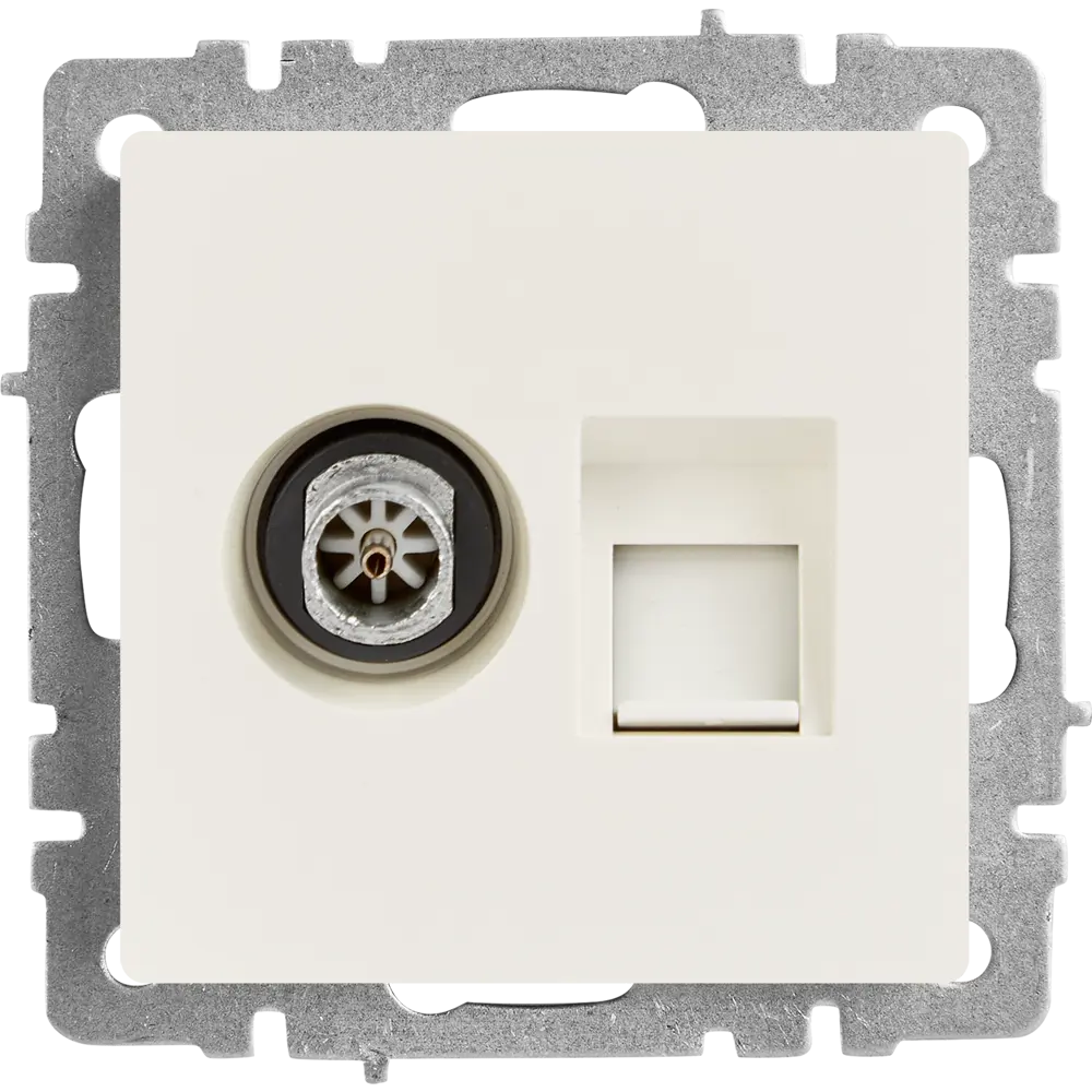 Встраиваемая TV-розетка IEK Brite с двойным портом 87761545 STLM-1119430