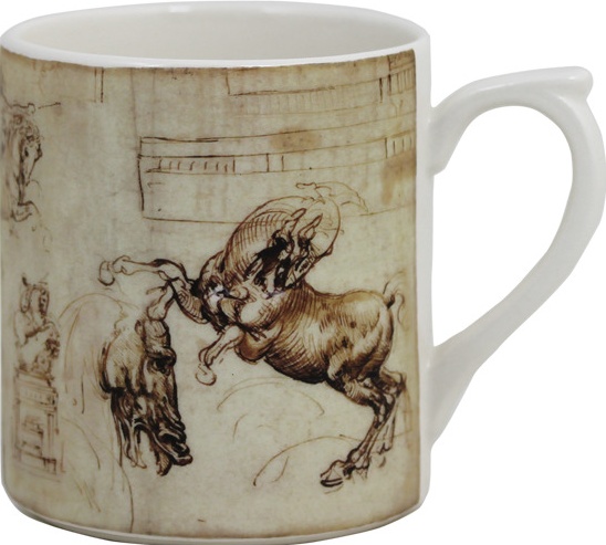 10636904 Gien Кружка Gien Лошади. Леонардо Да Винчи 255мл, фаянс Фаянс 