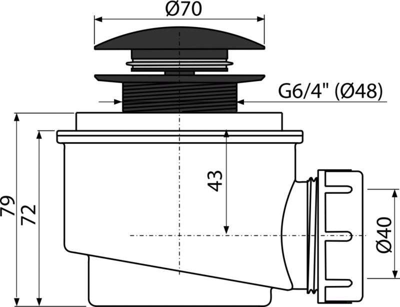Сифон для душевого поддона CLICK/CLACK, черный-мат ALCAPLAST A465BLACK50 - Вид №1