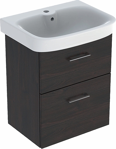 9616731001 Комплект умывальника IDO Glow Square с основанием для умывальника, два ящика, Ш = 600 мм, Ш1 = 600 мм, Т = 377, темно-коричневый  - Вид №2