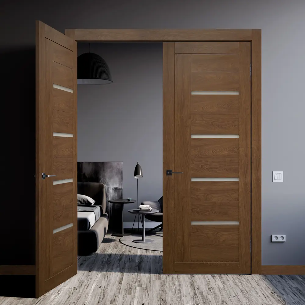 Дверь межкомнатная Тренд остекленная вертикальная финиш-бумага ламинация цвет дуб коричневый 70x200 см 89136308 STLM-2150989 ПРИНЦИП  - Вид №6