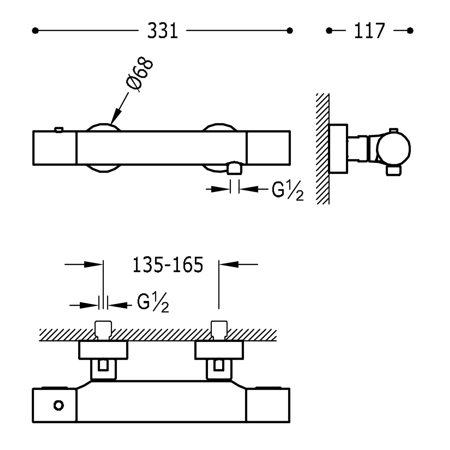 Настенный термостатический смеситель для душа TRESMOSTATIC-06116201 TRES Thermostatic - Вид №1
