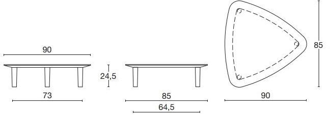 Diemme Низкий треугольный журнальный столик из мдф Bread sun-id-1346145 - Вид №4