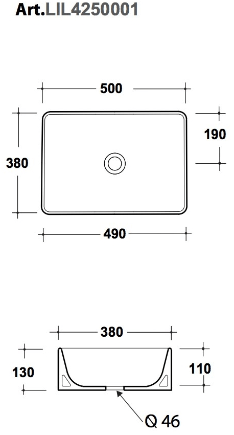 Lil4250001 / lil4260001 Накладная раковина на столешницу  овальная Olympia Ceramica LAVABI D'ARREDO - Вид №4