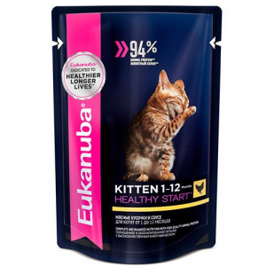 ПР0036743 Корм для котят курица в соусе конс. пауч 85г Eukanuba