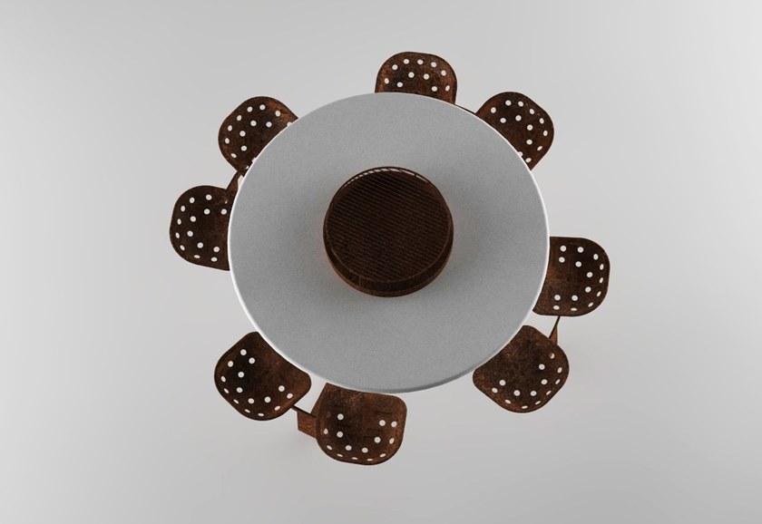 Manufatti Viscio Круглый стол для общественных мест со встроенными стульями sun-id-1465248 - Вид №3