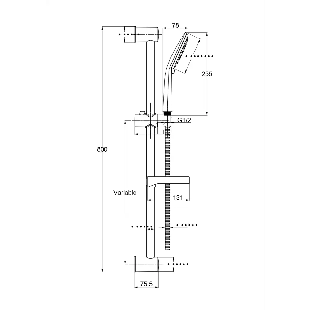 Lara Cersanit — душевой набор с регулируемой штангой и тремя режимами подачи воды 89438893 Santreyd STLM-1584972 - Вид №9