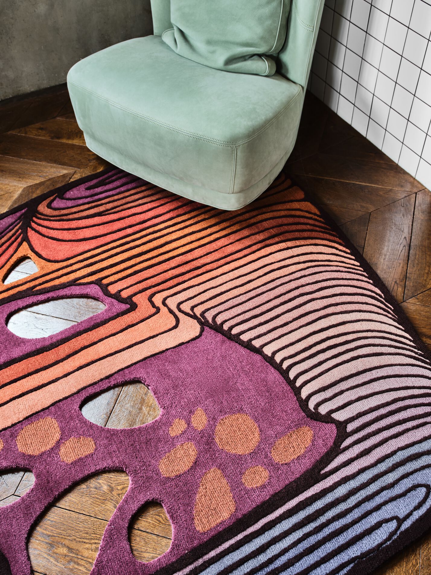 Изогнутый ковер ручной работы Tapis Rouge электрический ARCH-00149135 - Вид №3