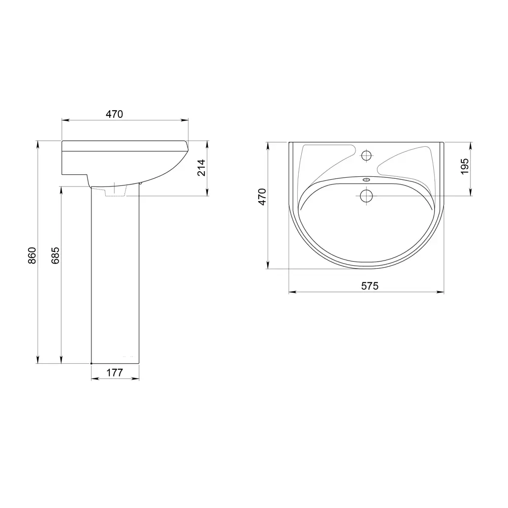 Раковина SANTERI Вест 56 см — элегантность и функциональность для ванной 82659006 STLM-0033069 - Вид №5