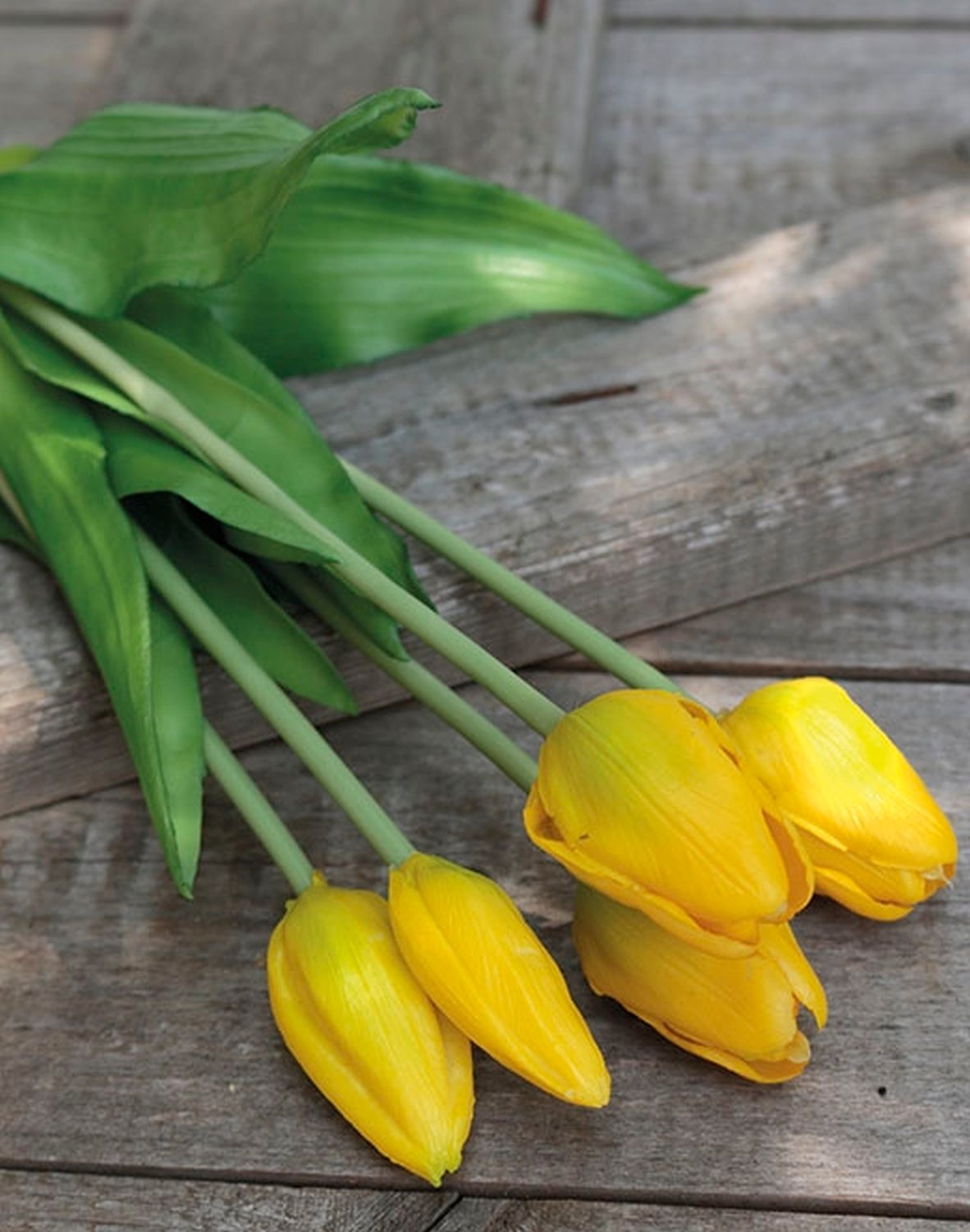 2952 330 a3 Искусственный букет тюльпанов, 5-кратный, 37 см, желтый H-andreas  - Вид №7