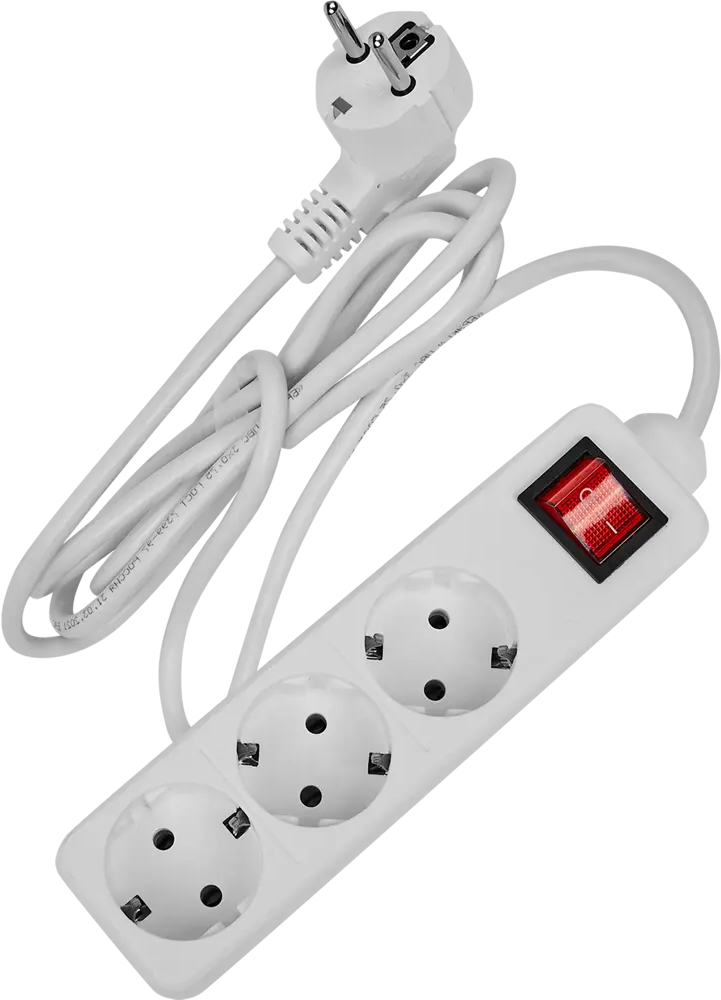 Удлинитель Защита Про с заземлением на 3 розетки и выключателем 88309481