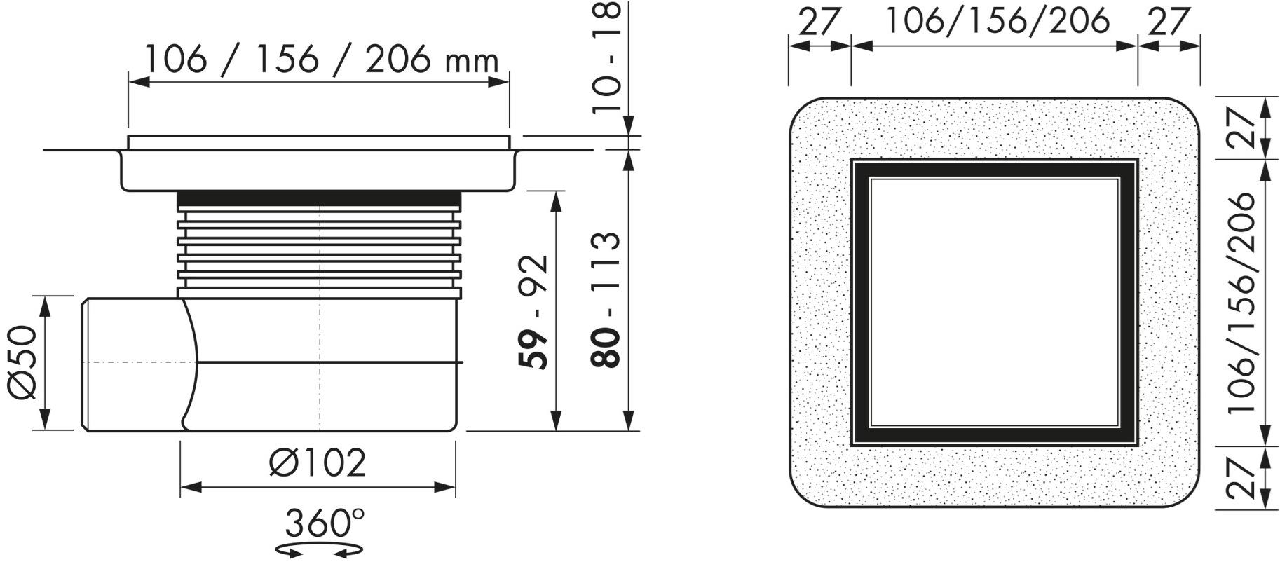 ESS Easy Drain Трап для душа из нержавеющей стали Aqua Aquaplusw15x15-msi6 - Вид №8
