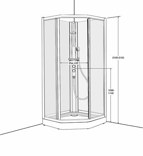 639582 IFO Душевая кабина пятиугольная сплошная SKP VS, Complete SKP VS 900 x 900 std Solid - Вид №1