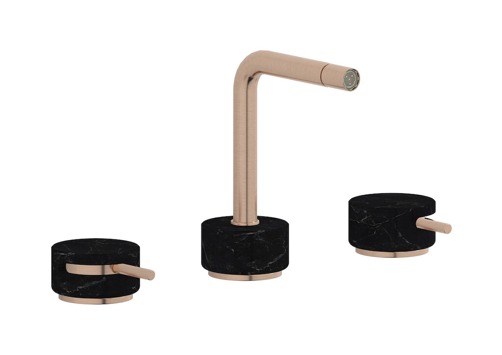 Смеситель для биде на 3 отверстия с донным клапаном WE ARE IB mm393sr_2 Brushed Rose Gold Marmo