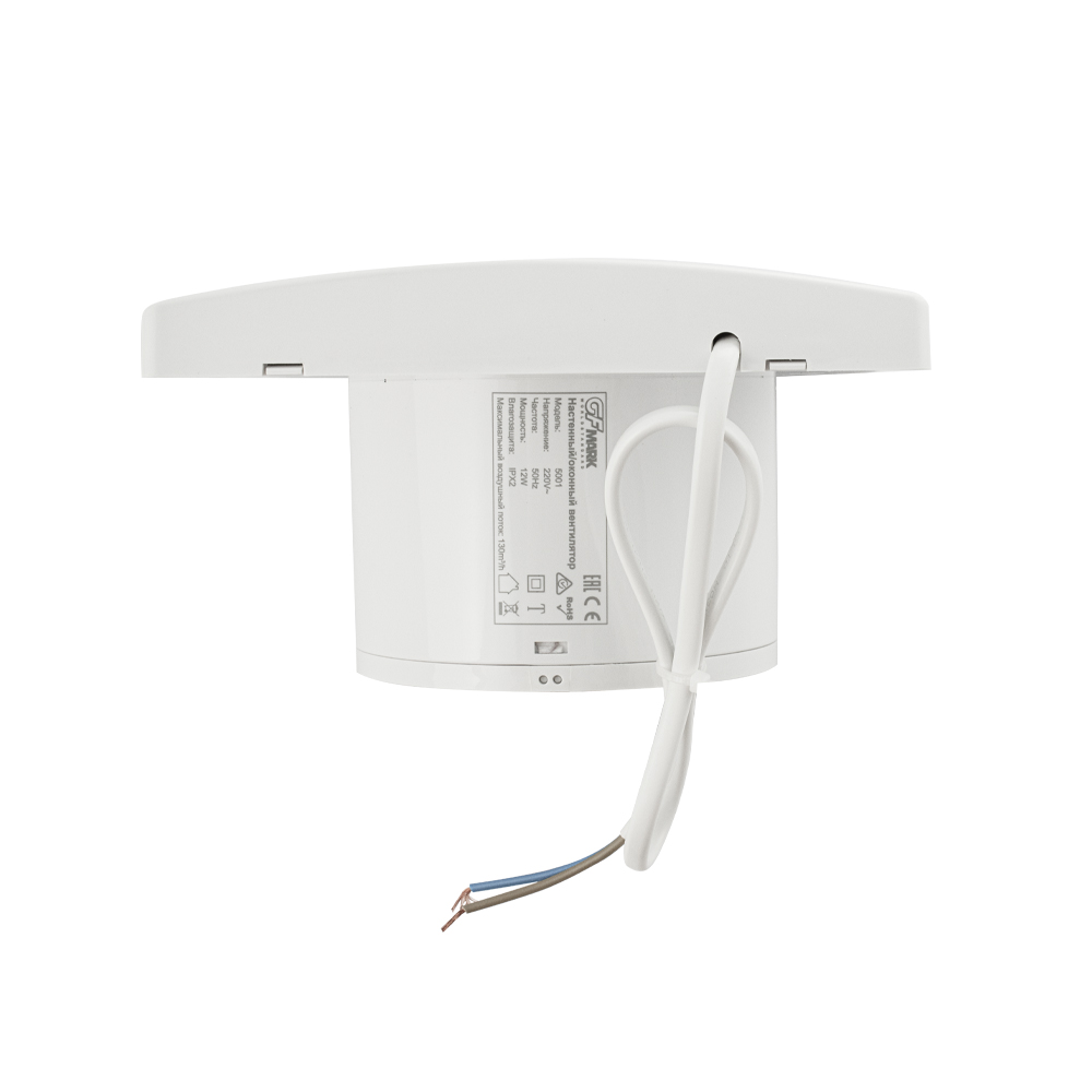 GFmark - Вытяжной вентилятор белый, пластик АБС, d = 100 мм с обратным клапаном и москитной сеткой, код: 5001  - Вид №8