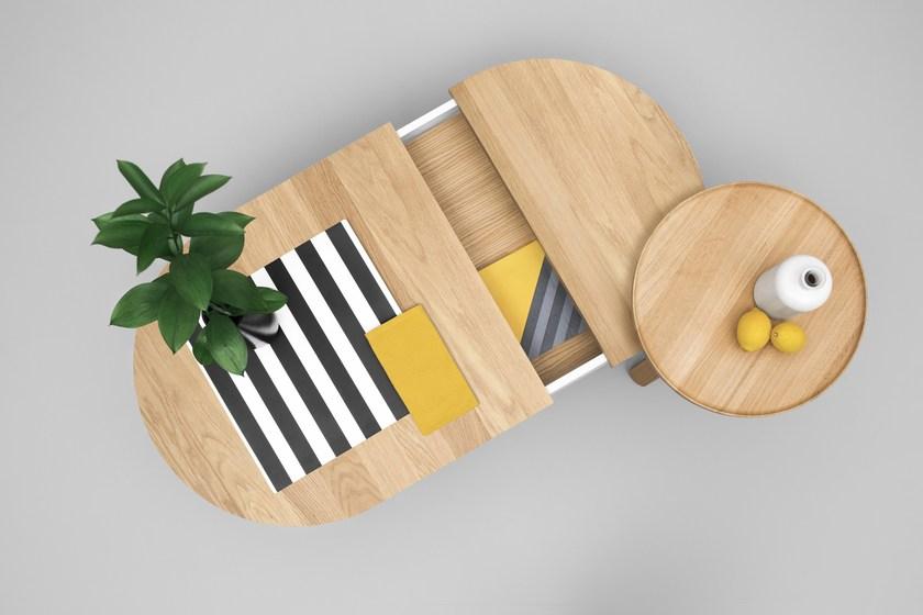 Woodendot Овальный журнальный столик из дуба со встроенным ящиком sun-id-1382926 - Вид №2