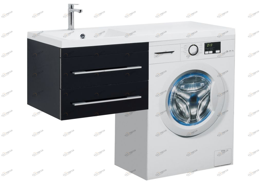 Тумба с раковиной Aquanet Верона 120 L черный (подвесная, 2 ящика) 0018017500239565