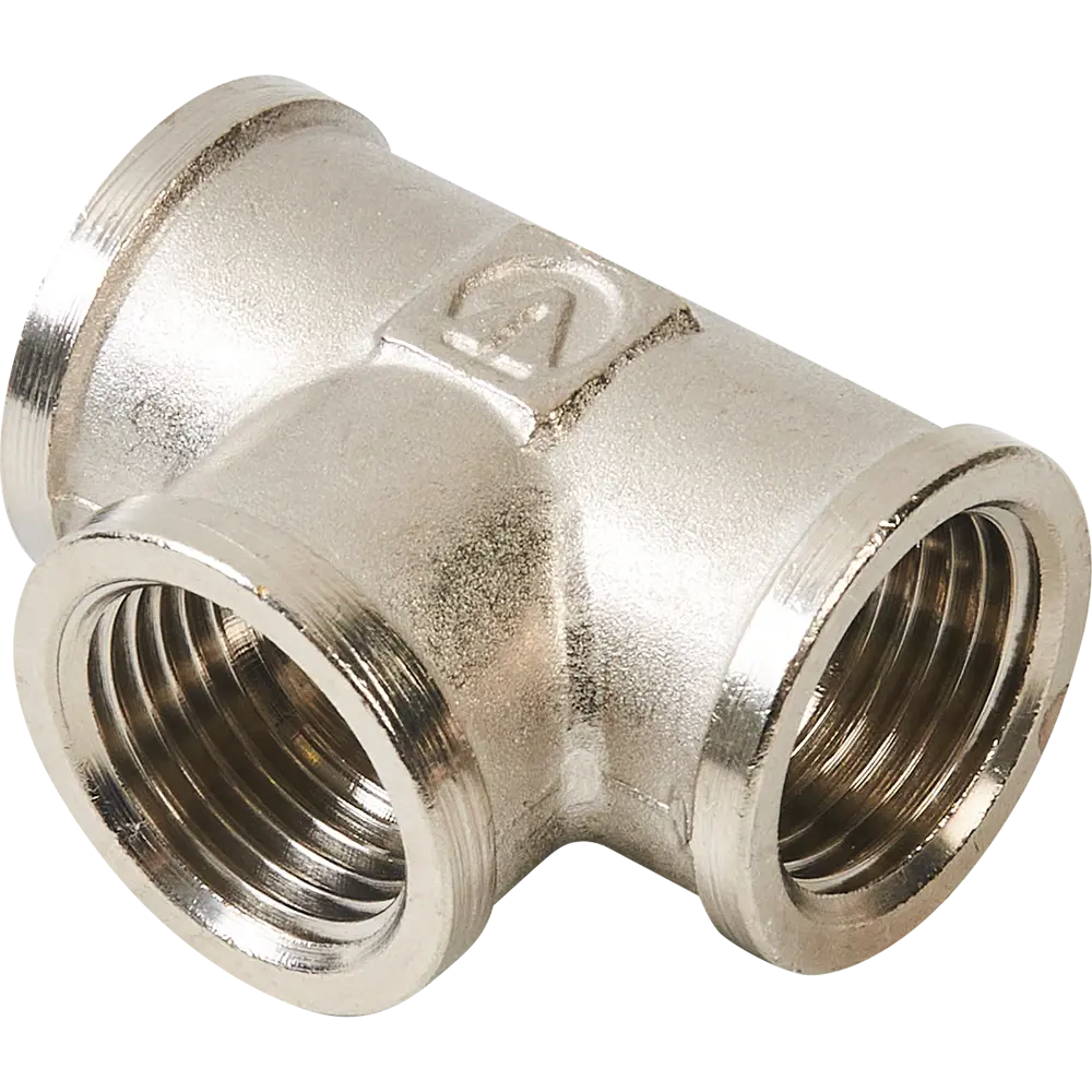 Тройник Stout 1/2" для водопровода из никелированной латуни 82238989 STLM-0802644