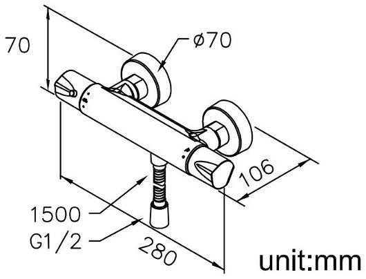 JUSTIME Термостатический смеситель для душа из хромированной латуни с гибким блоком питания Chapter 6926-t3-85cp - Вид №1